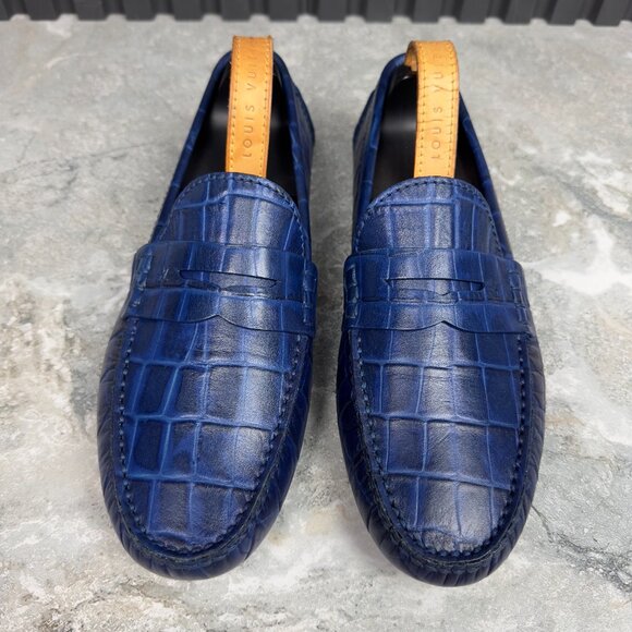 Louis Vuitton Shade Driving Moccasins Croco Embossed Leather 9 LV 10 US 43 EUR - Picture 2 of 12